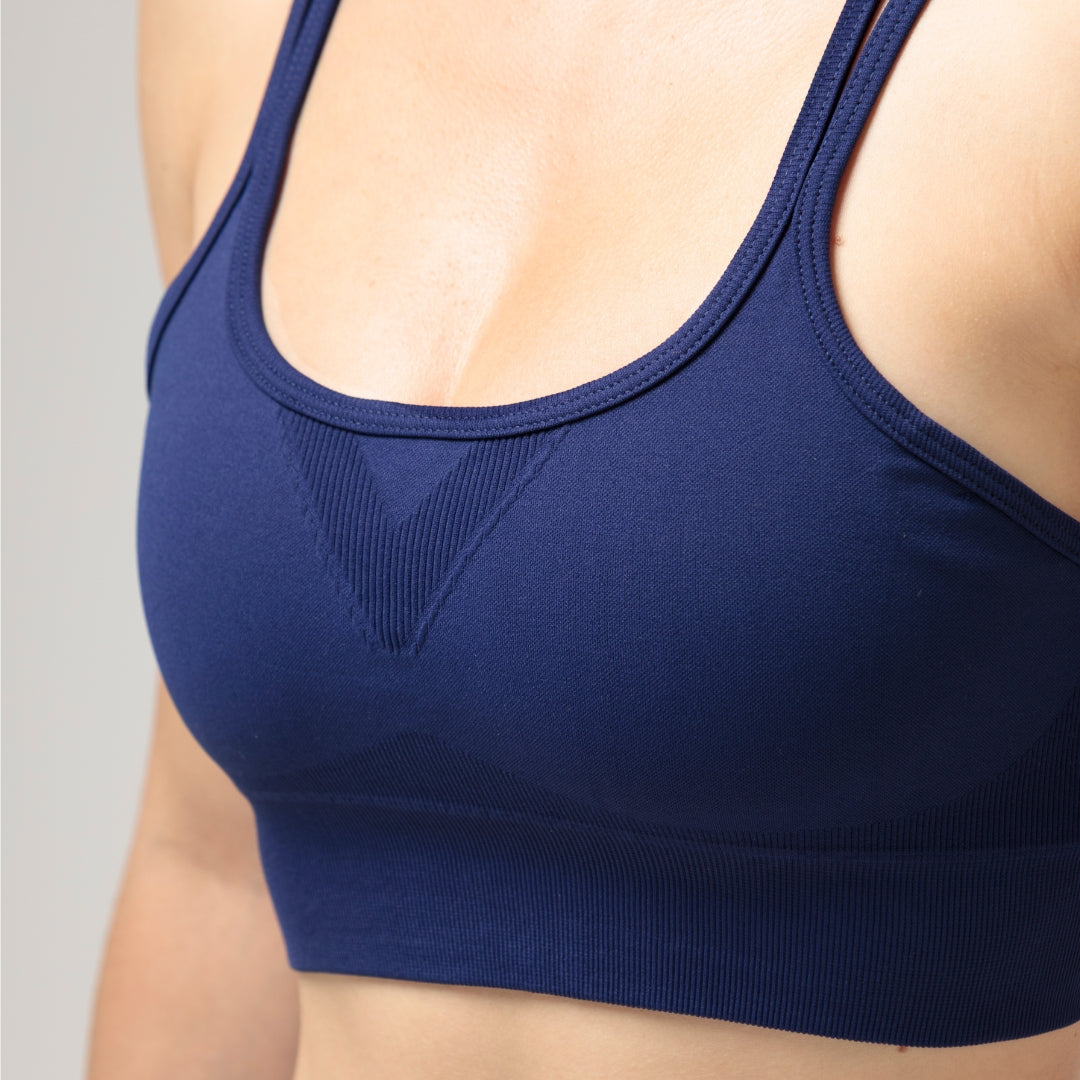 Top azul de ajuste perfecto